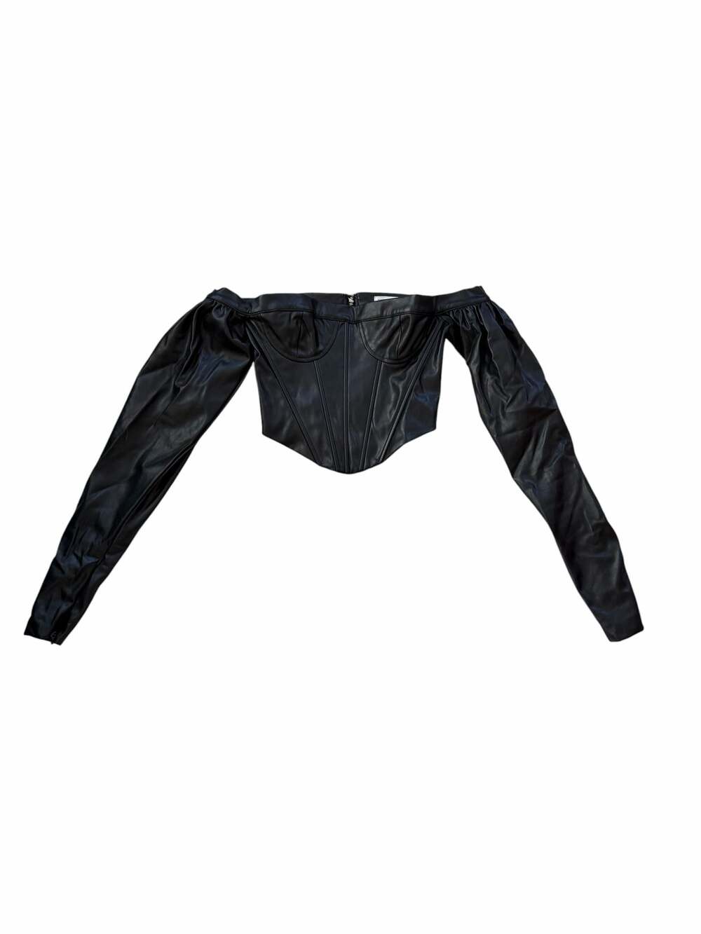 Mistress Rocks Genesis Black Off Shoulder Faux Leather Bustier Corset Top